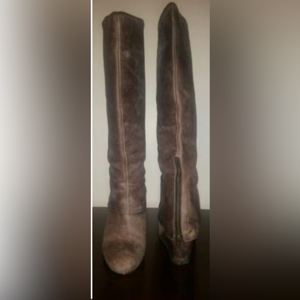 Steve Madden Taupe Knee Wedge Boots - Picture 2 of 4